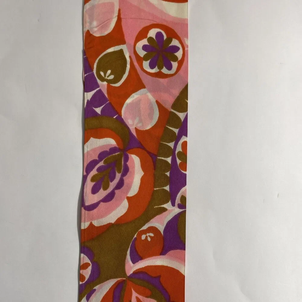 Orange Green Purple Pink White Double Sided 100% Silk Ponytail Scarf 48” X 4”